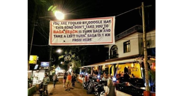 Google maps shows wrong direction to baga beach