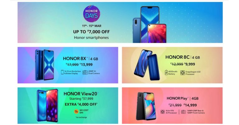 Honor Days sale: Discounts on Honor 8X, Honor 8C, Honor Play, Honor 7C and Honor View 20