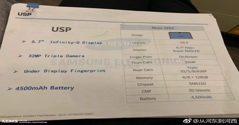 Samsung Galaxy A60 specifications leaked, to come with Snapdragon 6150 SoC and 4,500mAh battery