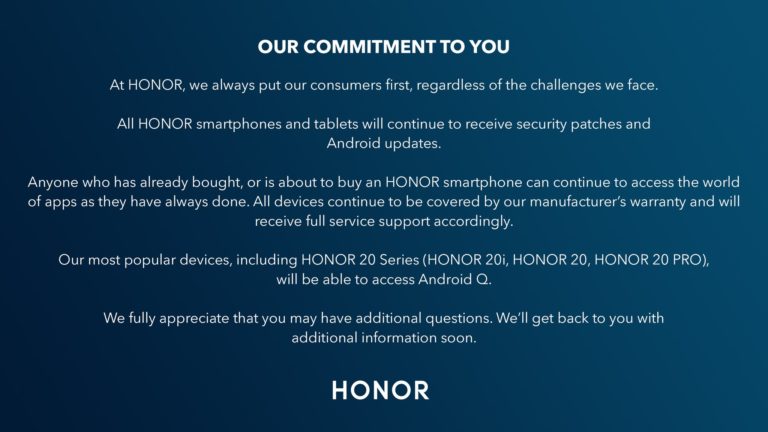 HONOR ANDROID Q UPDATE ANNOUNCEMENT