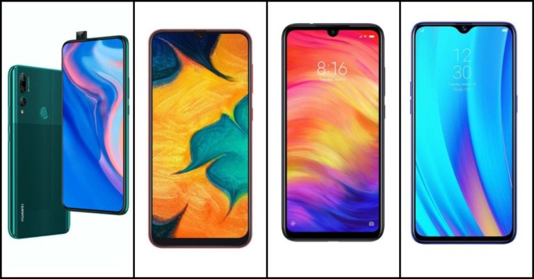 Compare: Huawei Y9 Prime 2019 and Samsung Galaxy A30 and Redmi Note 7 Pro and Realme 3 Pro