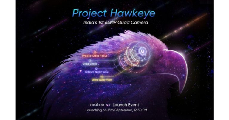 India’s First smartphone featuring a 64-megapixel sensor, Realme XT to launch on September 13.