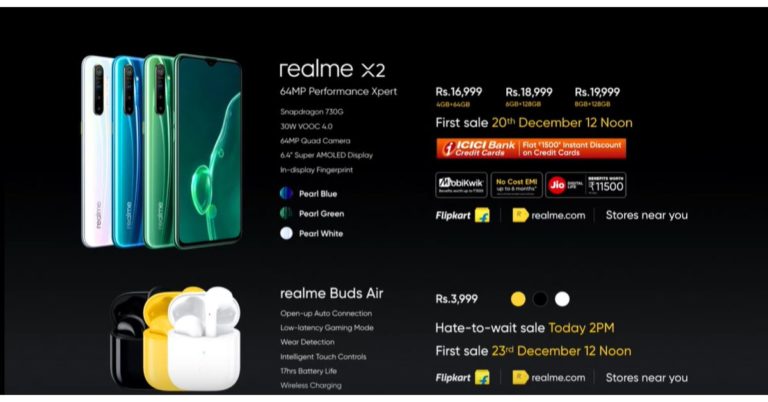 Realme X2 with Qualcomm Snapdragon 730G SoC and Realme Buds Air launched in India