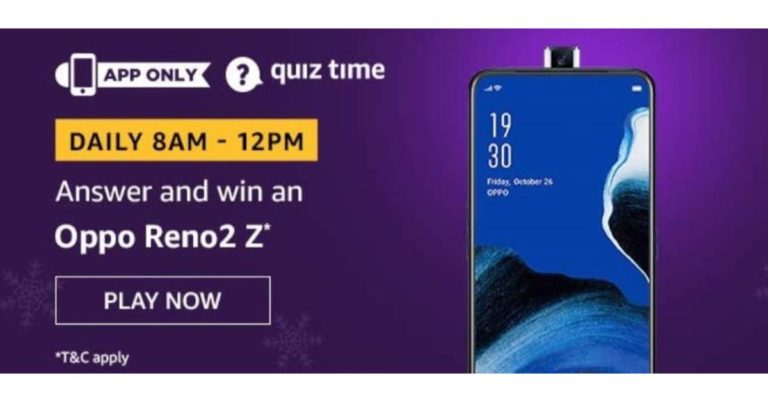 March 18 Amazon Quiz- Answer these five questions and you could win Oppo Reno2 Z