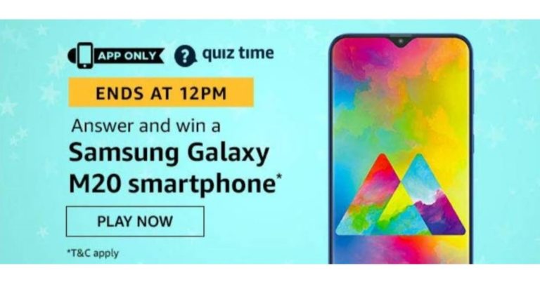 April 22 Amazon Quiz: Answer all the questions to win Samsung Galaxy M20 Smartphone
