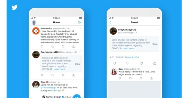 To combat the spread of fake pieces of information and rumours Twitter starts adding a label and warning messages to the misleading and harmful content