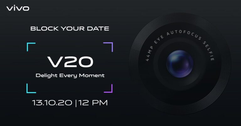 Vivo V20 with 44-megapixel selfie camera confirmed to launch in India on October 13