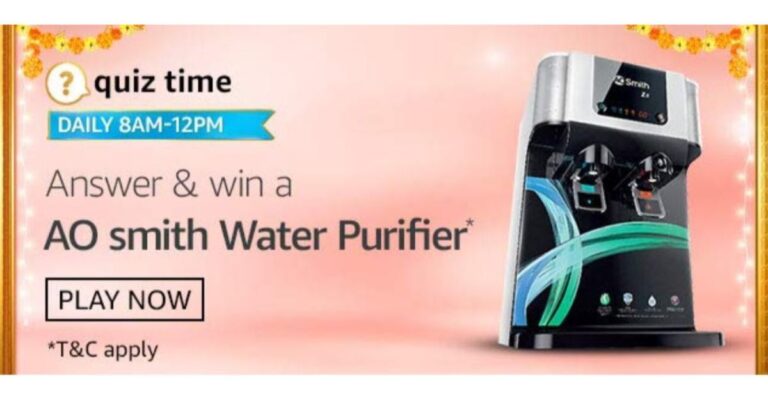 October 3 Amazon Quiz: Answer five easy questions to win AO Smith Water Purifier