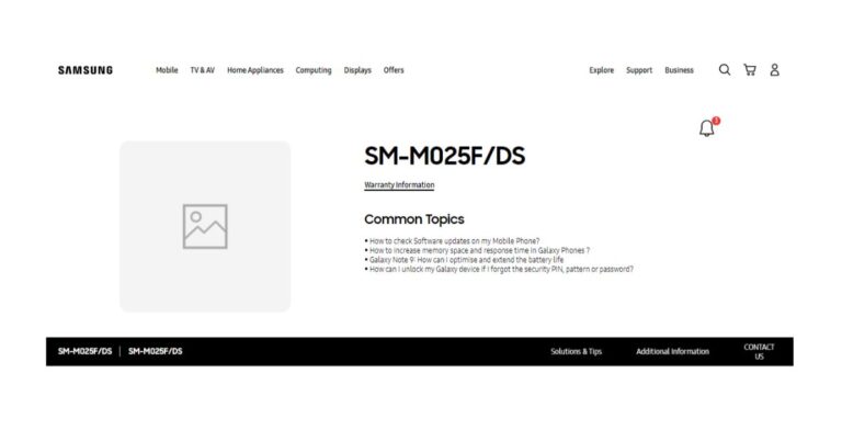 Samsung Galaxy M02 support page goes live on Official Website