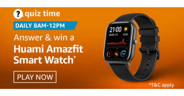December 19 Amazon Quiz: Participate and win Huami Amazfit Smartwatch