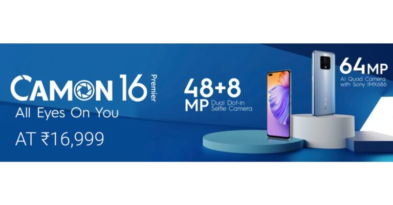 Tecno Camon 16 Premier with dual selfie cameras launched in India