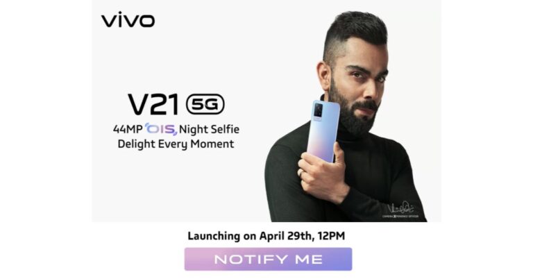 Vivo V21 5G to officially launch in India on April 29, a dedicated page on Flipkart now confirms the launch