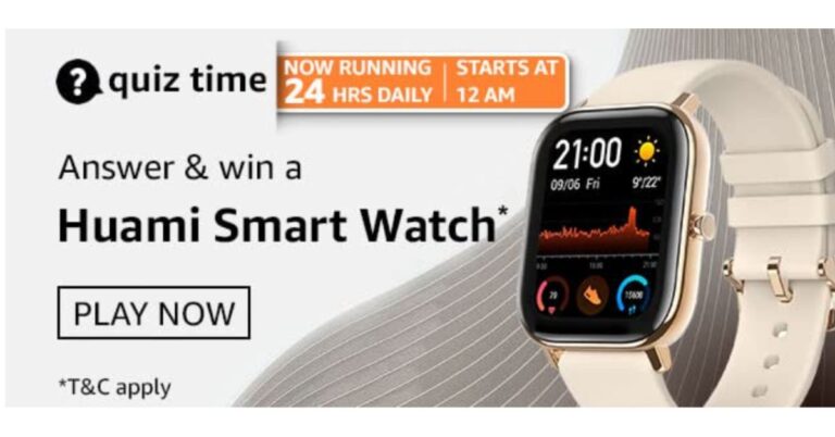 May 11 Amazon Quiz: Participate and win Huami Smartwatch