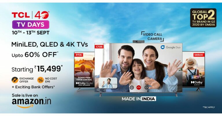 TCL TV Days Sale: TCL to offer up to 60% discounts and deals on its Television range 