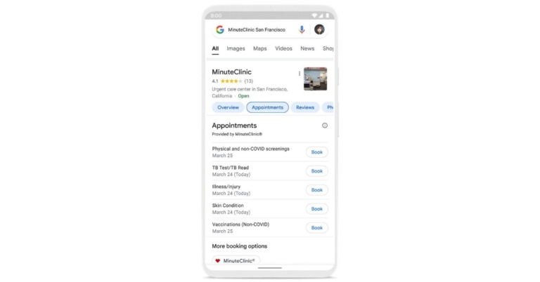 You may now book a Doctor's appointment using Google Search