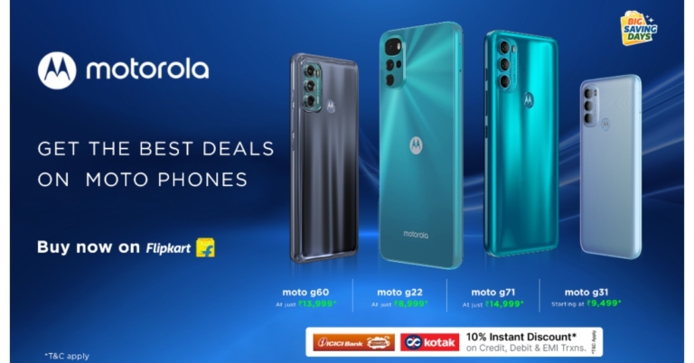 Motorola announced discounts on smartphones to be offered during Flipkart’s Big Saving Days sale