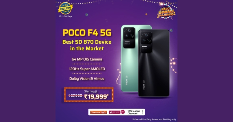 Poco F4 5G is available for as low as Rs 19,999 during Big Billion Days Sale