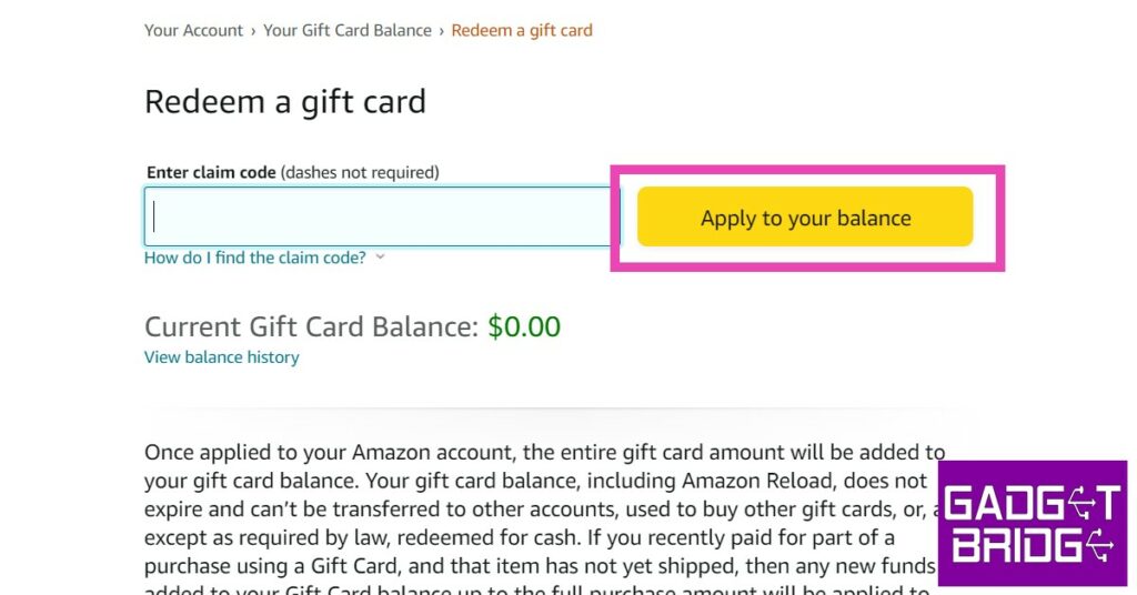 How to redeem an Amazon Gift card?