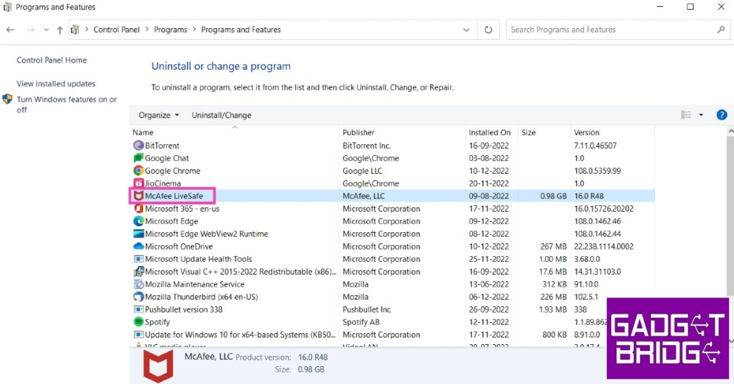 Simple methods to Uninstall &amp; Remove McAfee LiveSafe on Windows