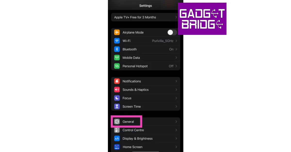 Step 1: Go to Settings and select General.