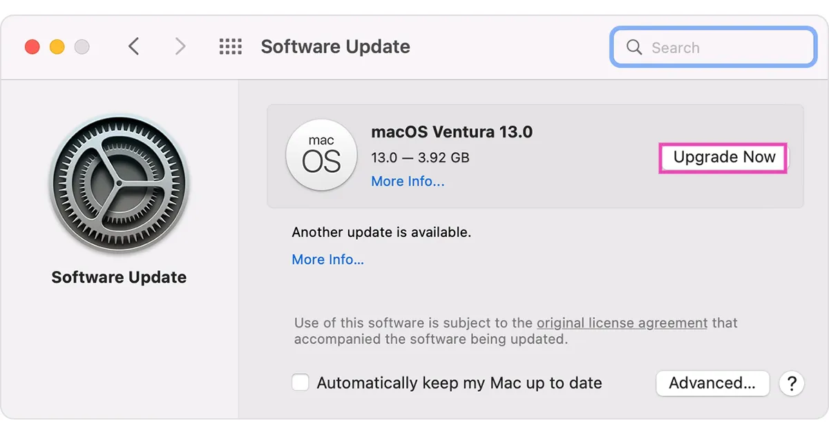Step 3: Click on ‘Upgrade Now’ if there is a pending update. 