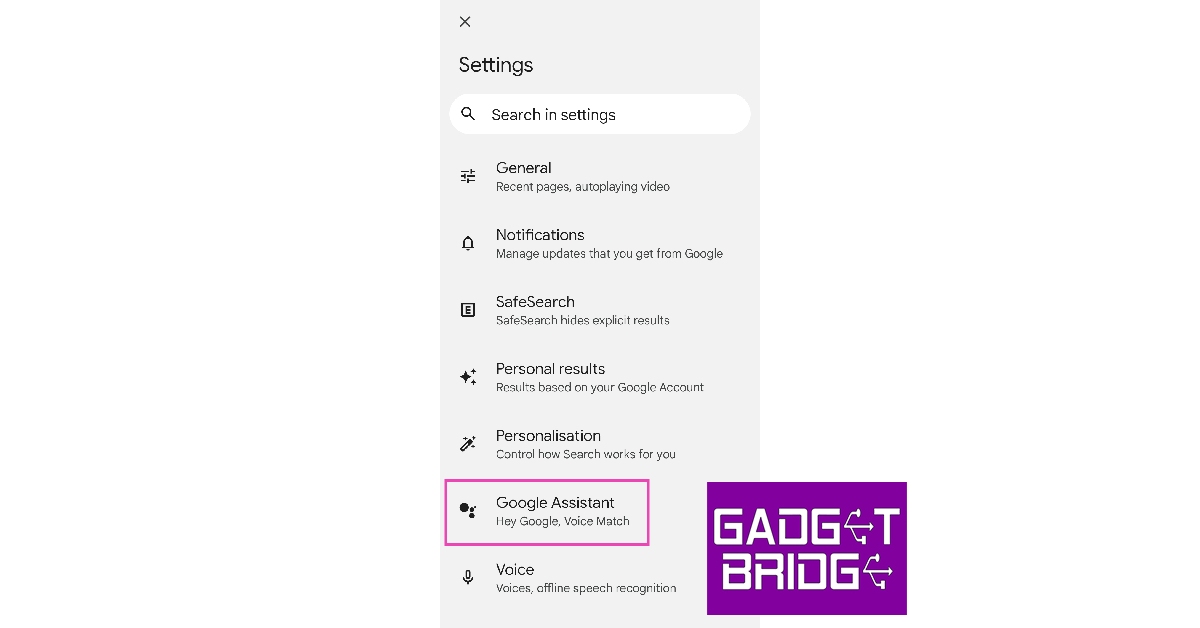 Step 3: Select ‘Google Assistant’.