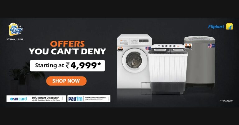 Westinghouse Washing Machines will be available at a starting price of Rs 5290 during the Flipkart Big Saving Days Sale and Amazon Great Summer Sale: Details inside