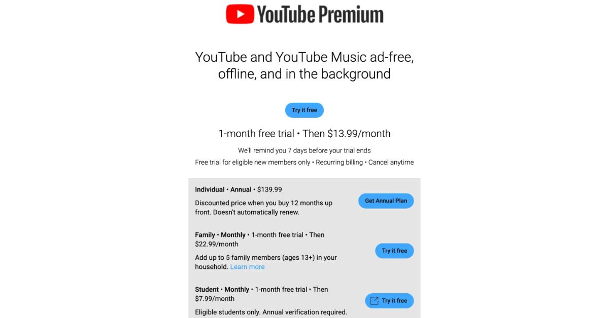 YouTube Premium and YouTube Music have gone up
