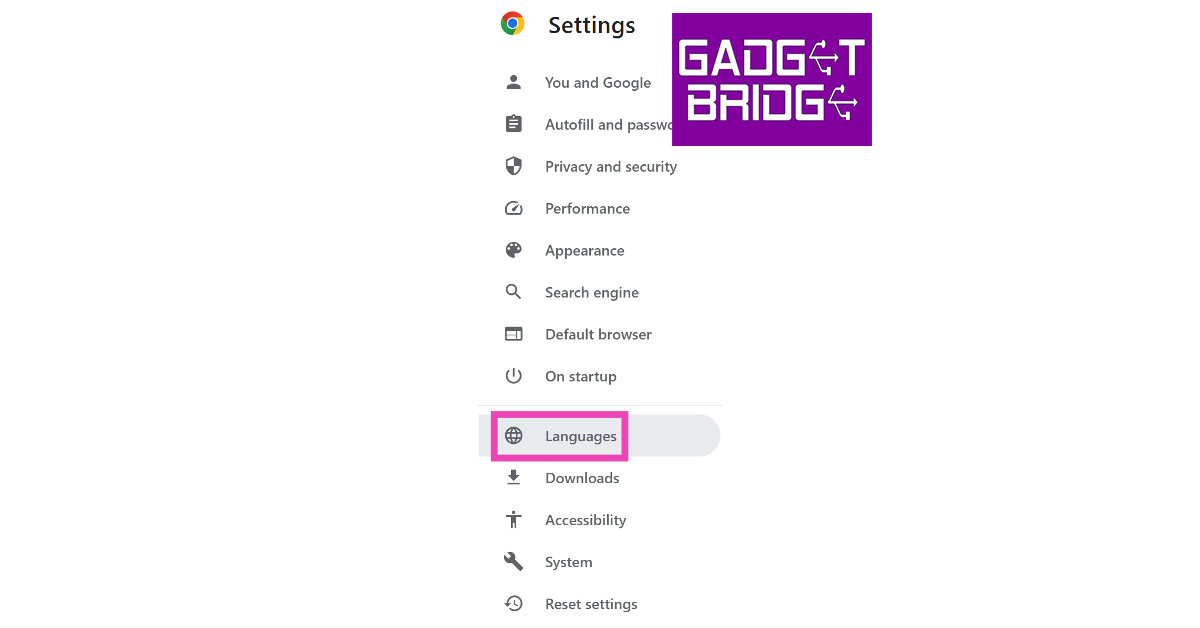 Select Languages from the menu on the left sidebar.