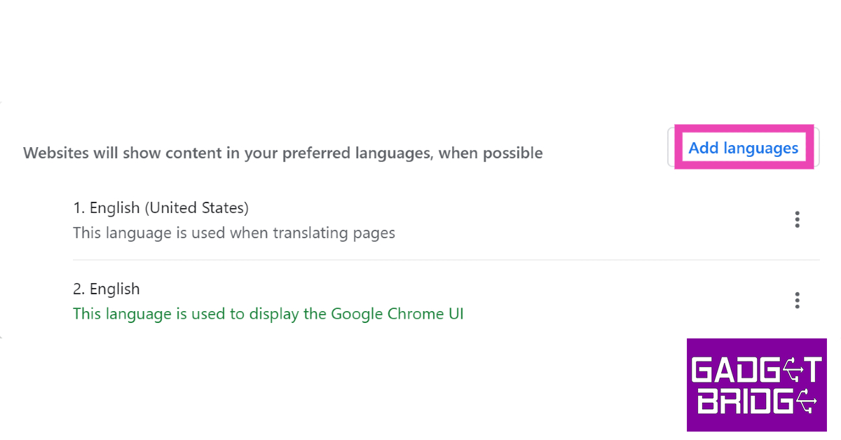 Click on Add Languages.