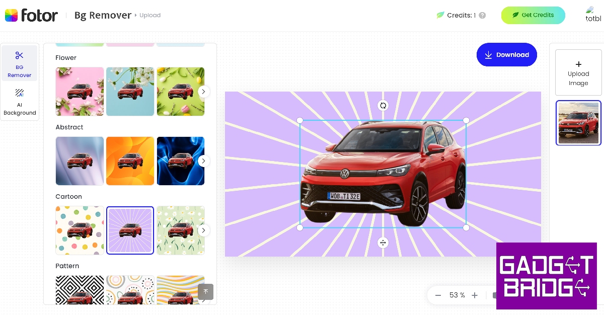 Step 7: Scroll through the toolbar for more background templates.
