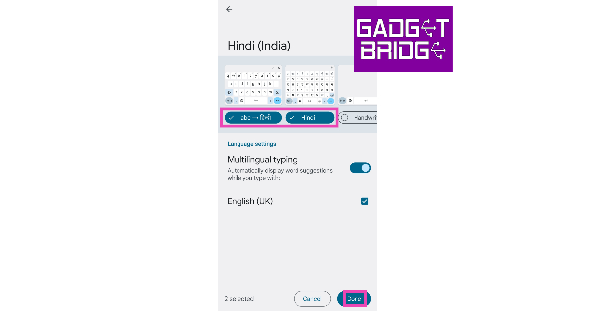 Step 7: Select whether you want to translate the text or type in the Devanagari script. You can also choose both.