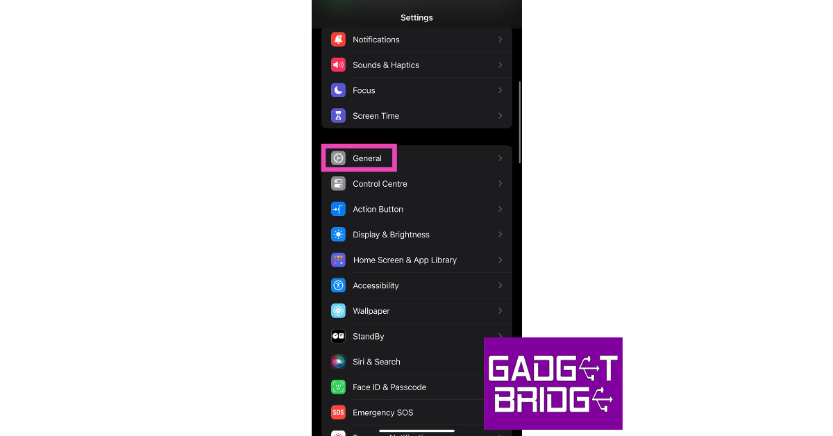 Step 1: Go to Settings and select General.
