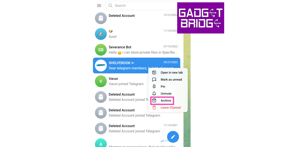 Step 3: Click on Archive. Top 3 ways to hide a chat on Telegram for Android, iOS, and Desktop