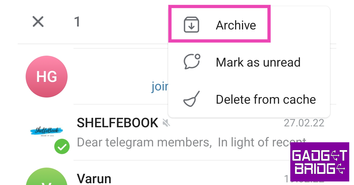 Step 4: Select Archive. The chat(s) will be moved to the Archived Chats folder. Top 3 ways to hide a chat on Telegram for Android, iOS, and Desktop