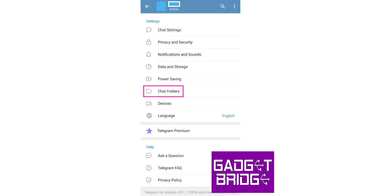 Step 3: Select Chat Folders.