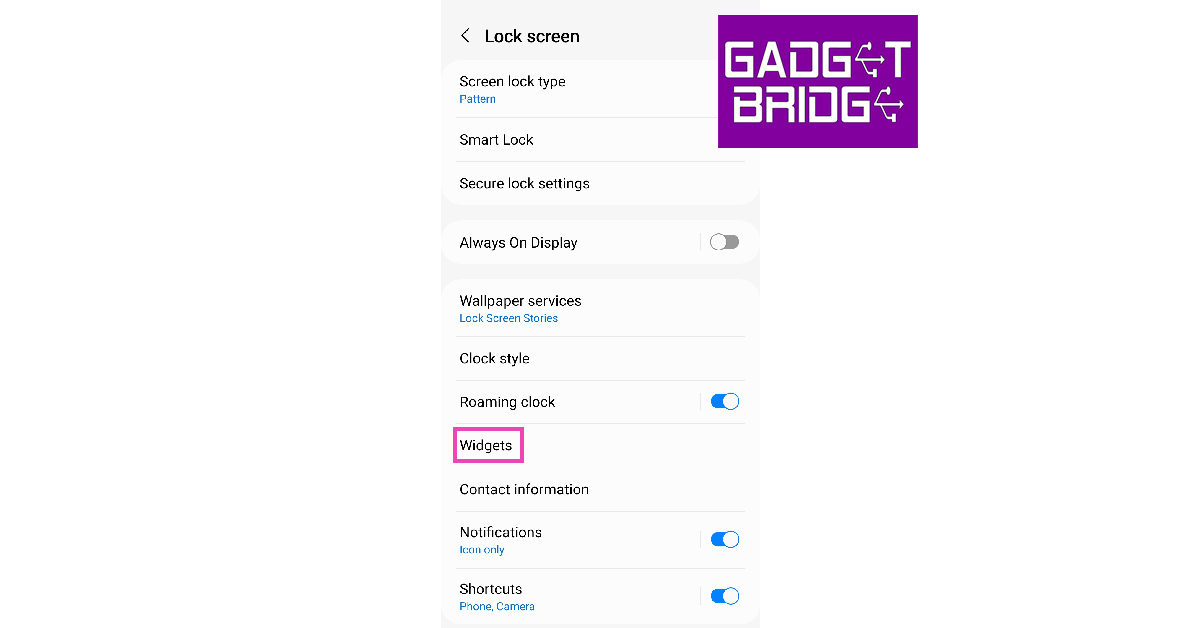 Step 2: Tap on Widgets.