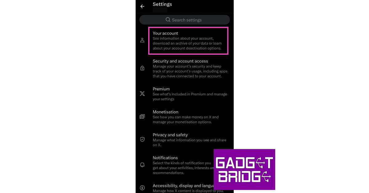 Step 4: Tap on Your Account.