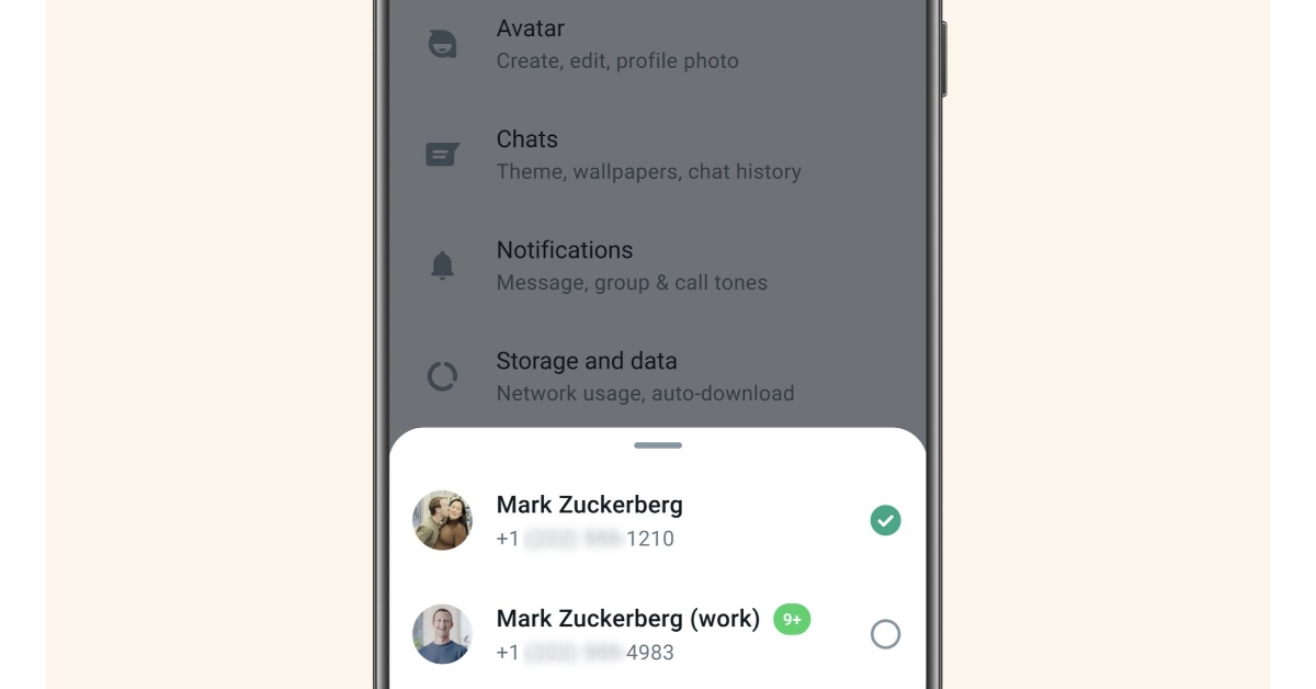 how to set up Multiple accounts feature on WhatsApp