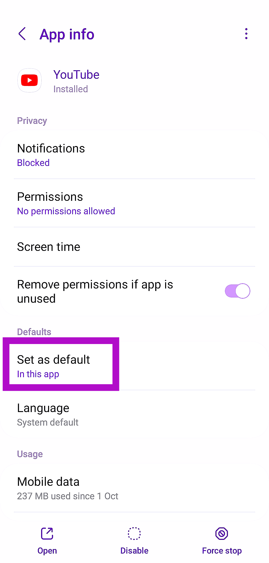 Step 3: Select Set as Default.