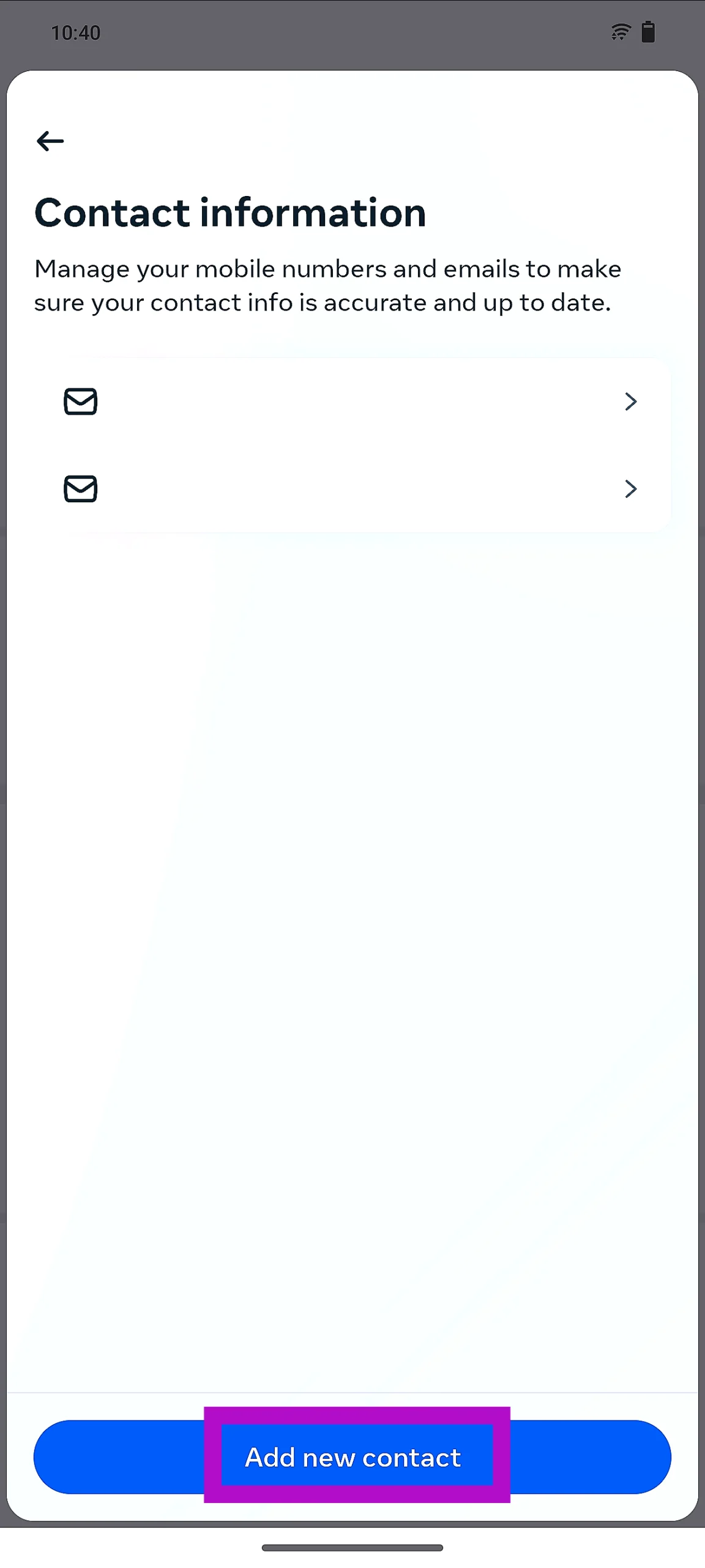Step 6: Select Add new contact.