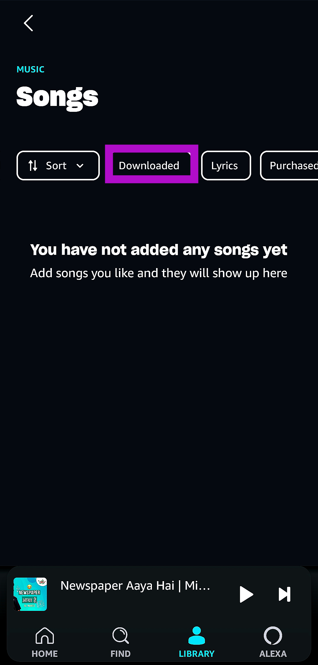 Step 4: Select the Downloaded filter.
