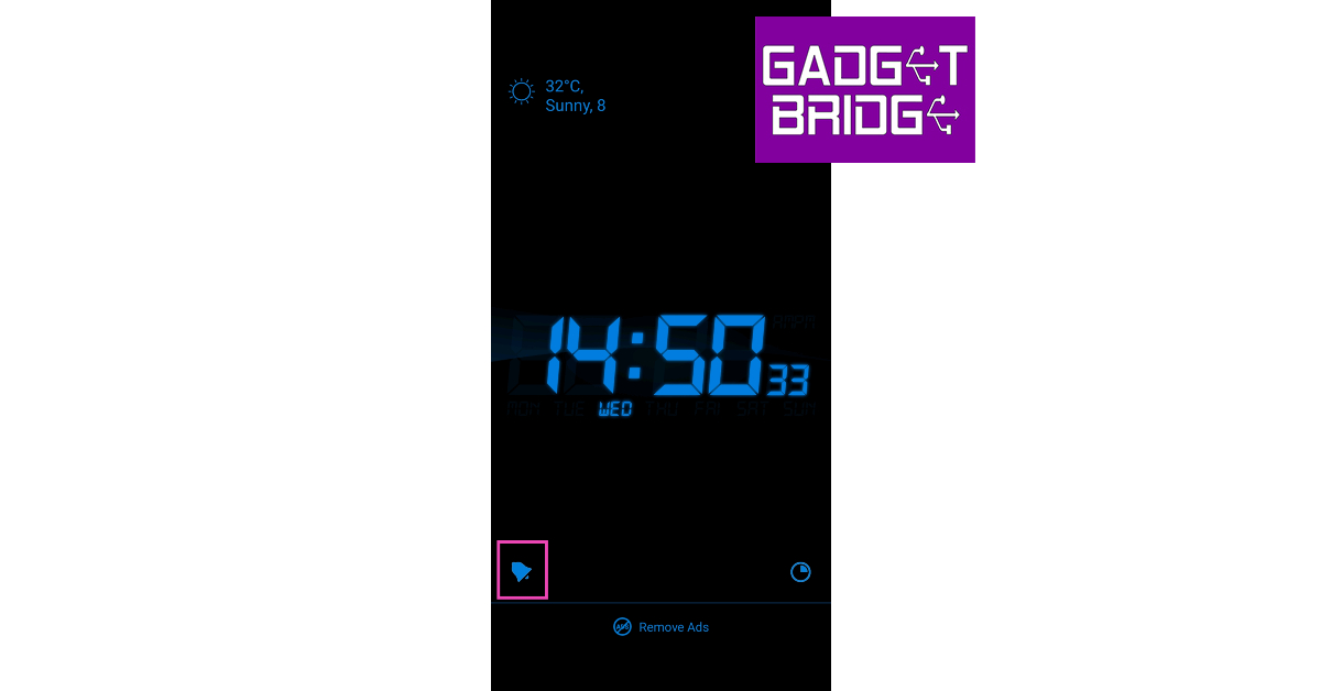 Step 2: Launch the app and hit the alarm bell icon at the bottom right corner of the screen.