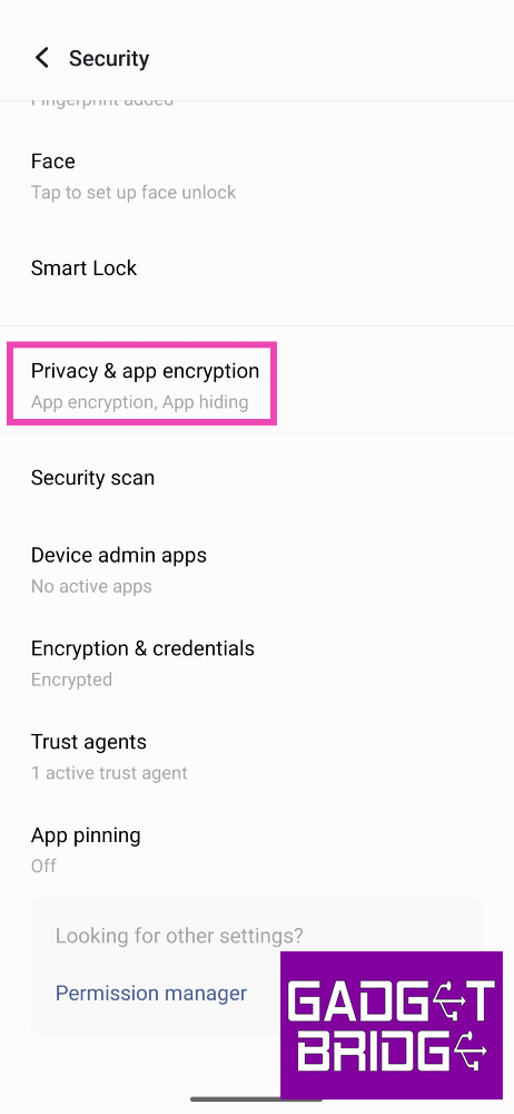 Step 2: Scroll down and select Privacy & app encryption.