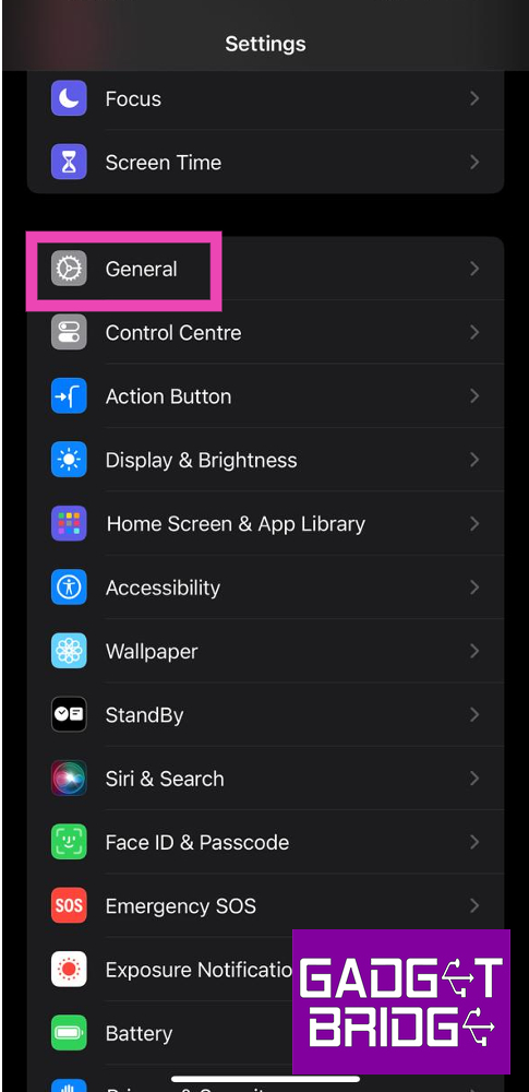 Step 1: Go to Settings and select General.