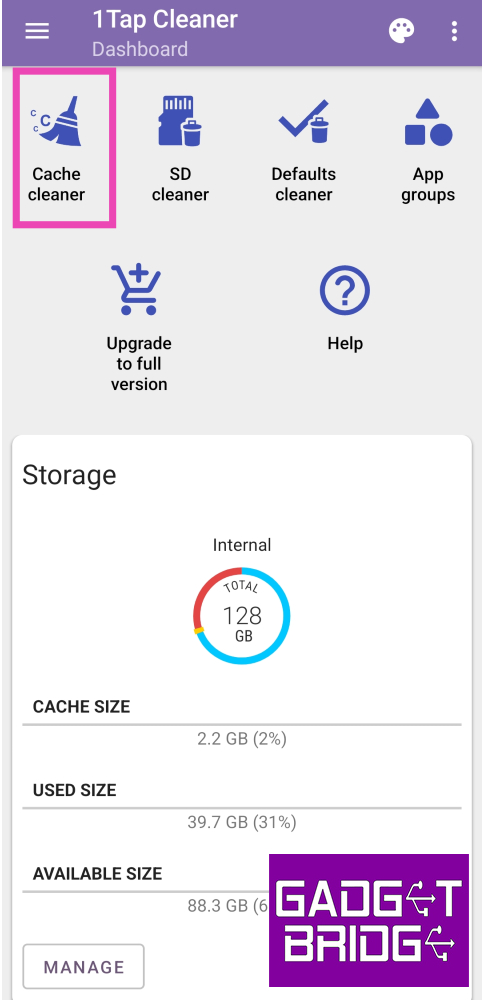Step 3: Tap on Cache Cleaner.