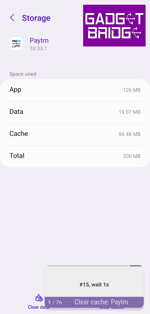 Step 7: Once the necessary accessibility permission has been given, 1Tap Cleaner will automatically go through every app in App Settings and clear its cache.