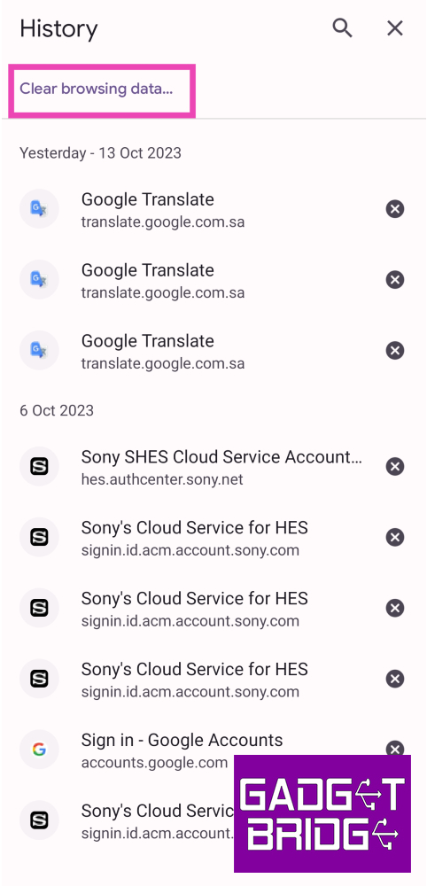 Step 3: Select Clear Browsing Data.