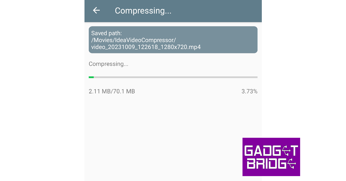 Step 4: The app will take a few minutes to compress and resize the video.