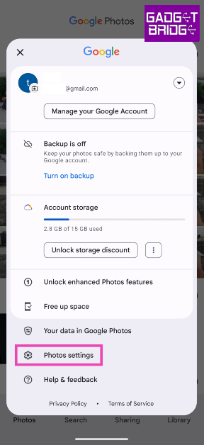 Step 3: Tap on Photos settings.